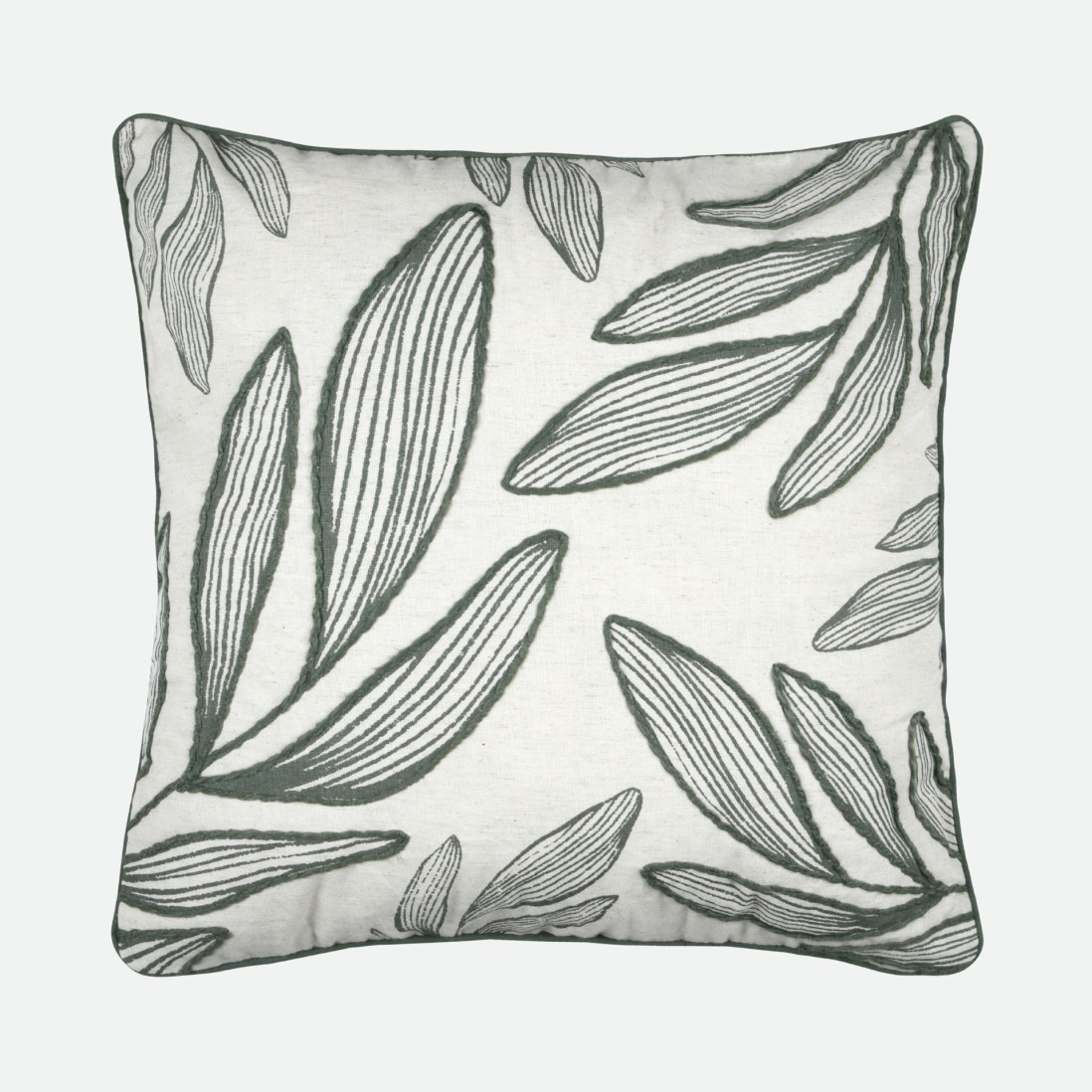Almofada Benali com Bordado Floral Verde 50 x 50 cm