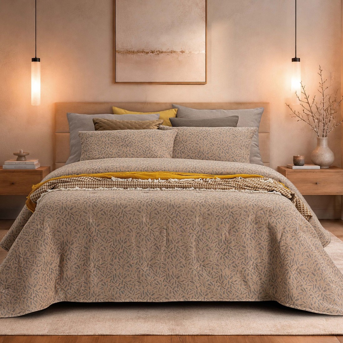 Colcha Cama de Casal Doren Camel