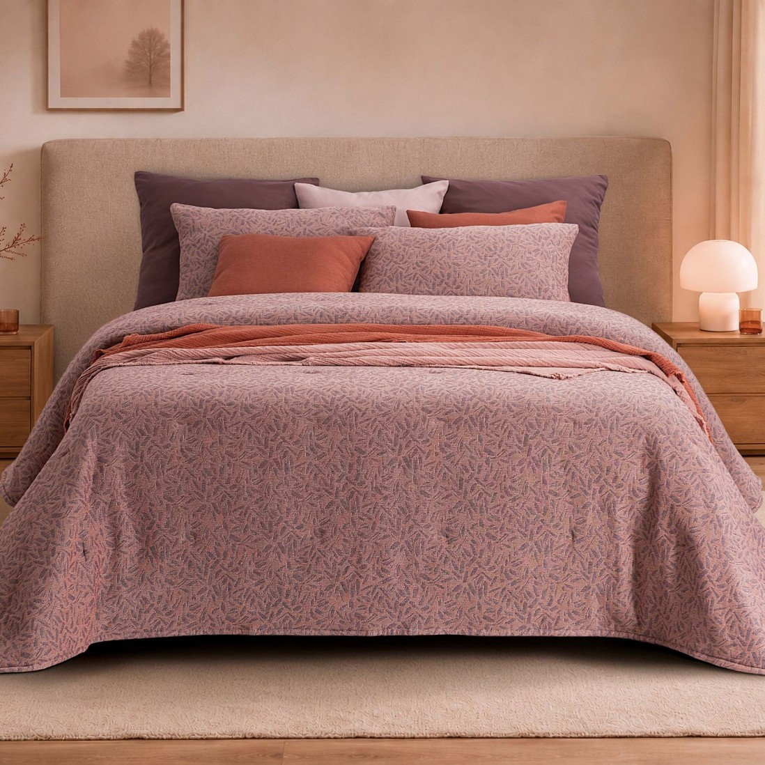 Doren Dark Pink Double Bedspread